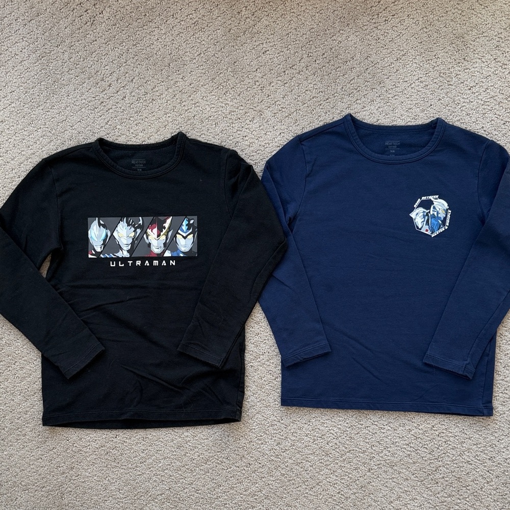 Uniqlo Ultraman Kids Heattech Long Sleeve Shirts - Black and Navy